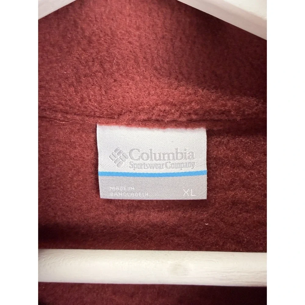 Columbia Steens Mountain Men's XL Fleece Pullover Half Snap Red Gray Colorblock
